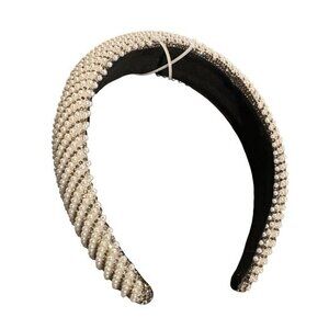 Noir Pearl & Rhinestone Embellished Headband